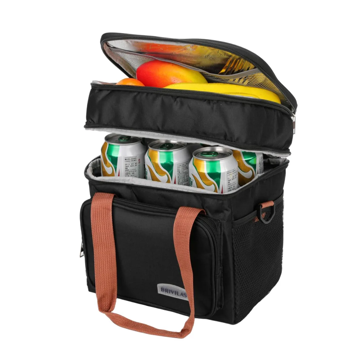 No Sew No Sew bag-bwen Double Layer Insulated Lunch Bag Black — product photo
