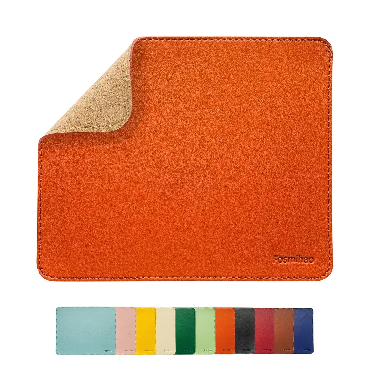  Fosmihao Double-Sided Leather Mouse Pad Orange 8.3 x 10.2 in — product photo