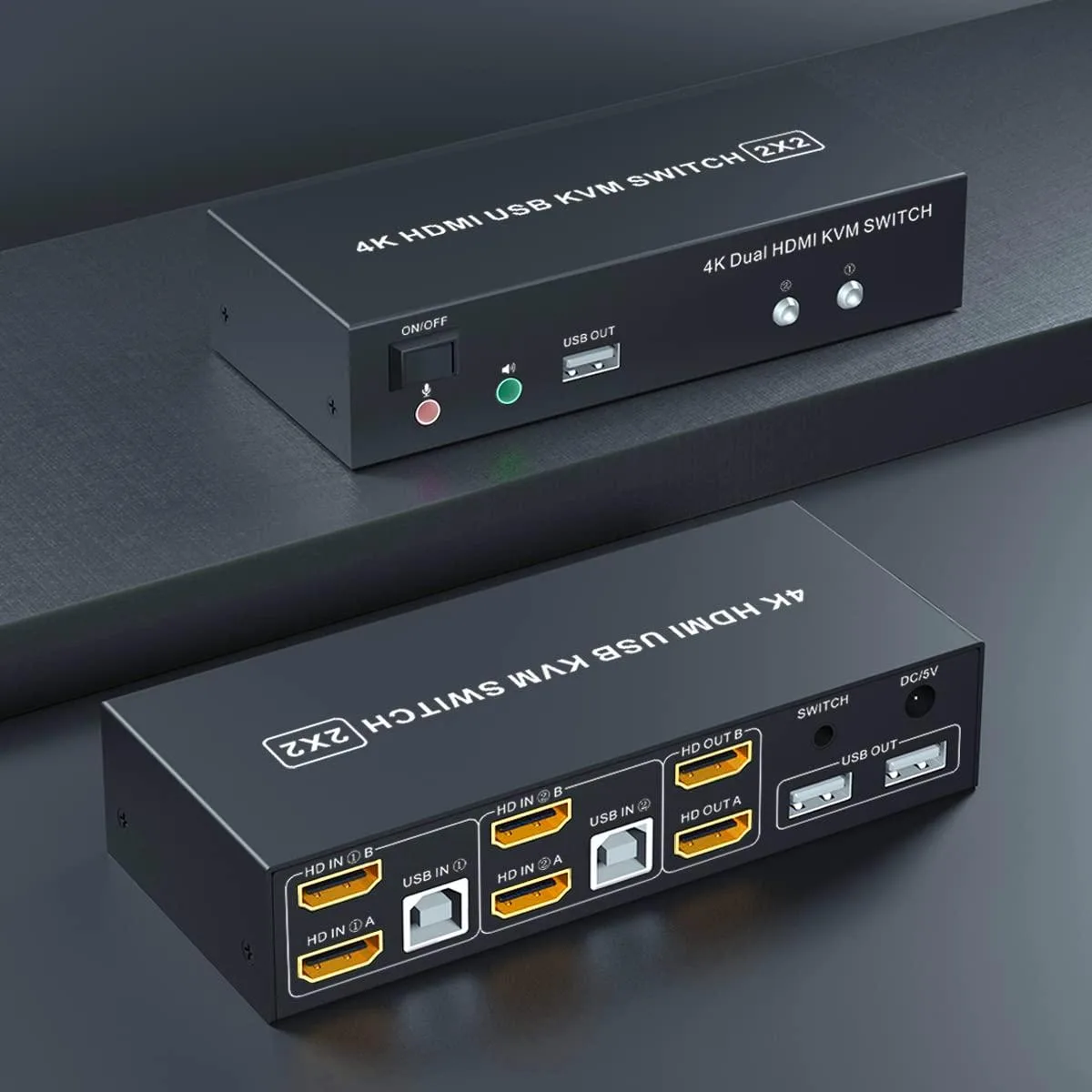 BUCIER BUCIER Dual Monitor KVM Switch HDMI 2 Port 4K@60Hz 3 USB 2.0 .53 kg — product photo