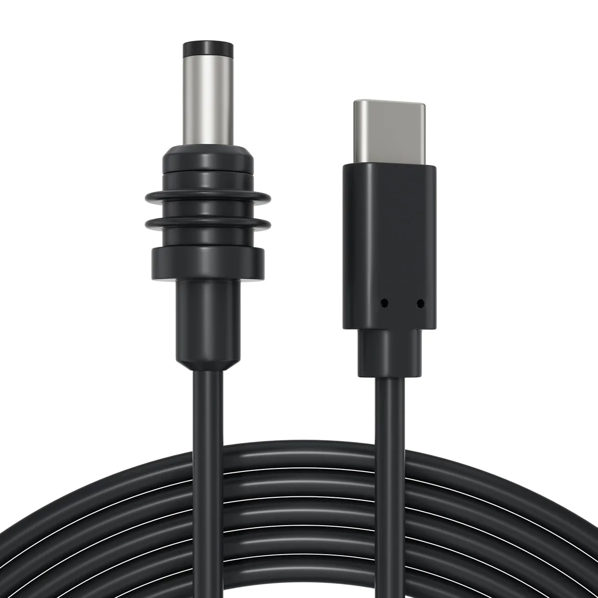 USB-C to DC barrel waterproof power cable, 16.4 ft, 18 AWG, black