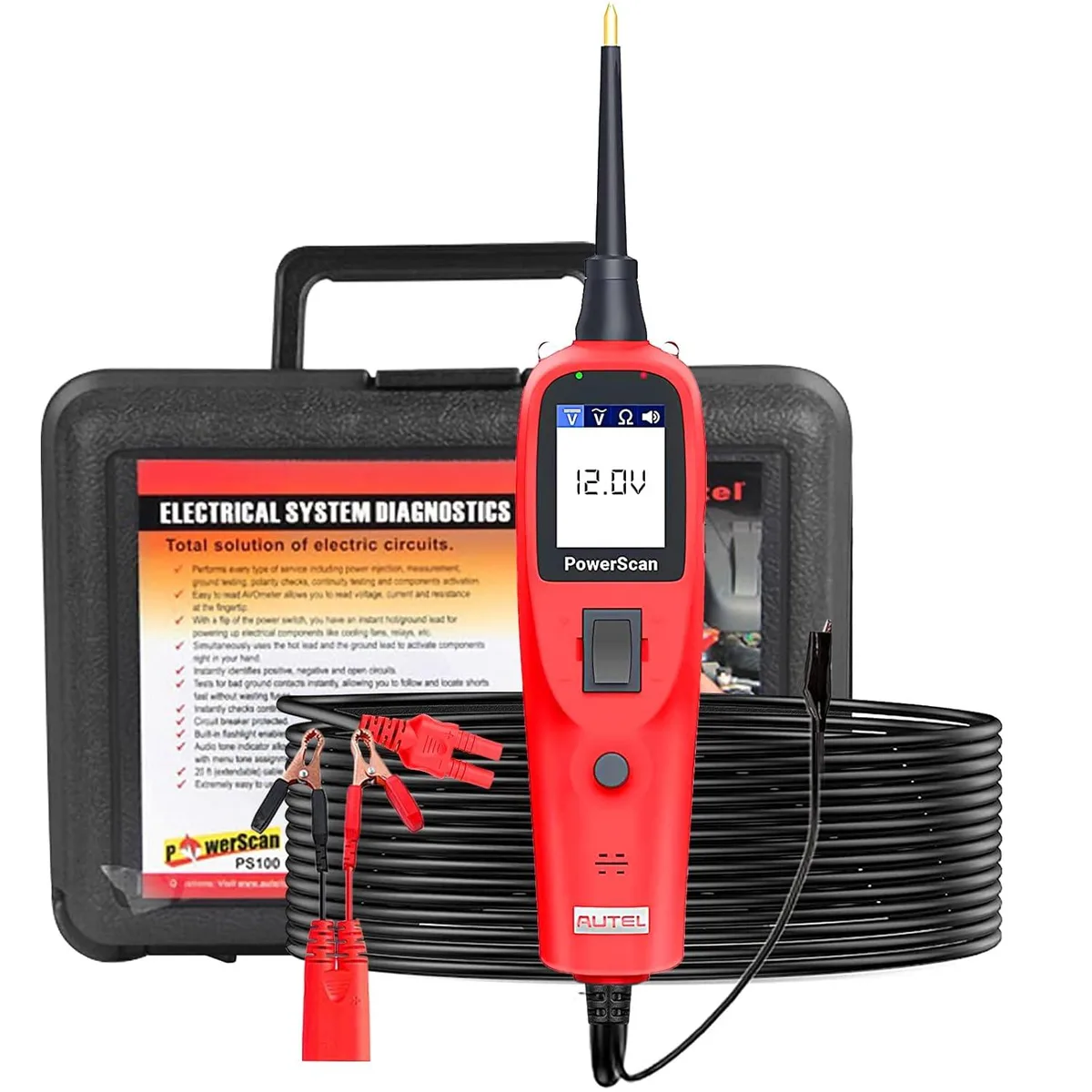 TAURKENAM TAURKENAM Autel PowerScan PS100 Circuit Tester 12V 24V 20ft Cable Car Electronics Accessory — product photo