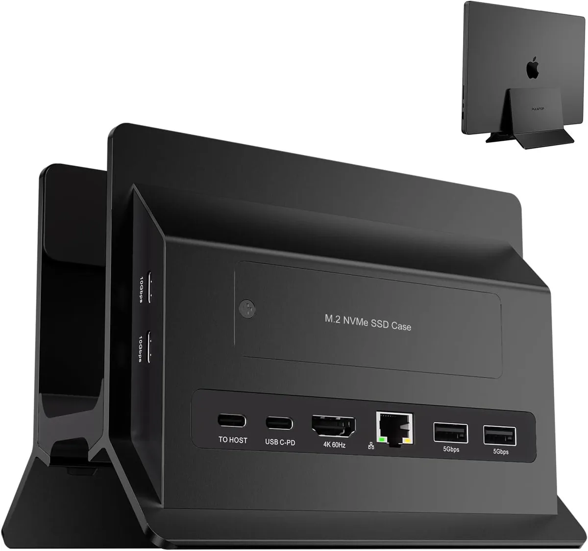 BFKK BFKK Vertical MacBook Docking Station with M.2 NVMe Case Black — product photo