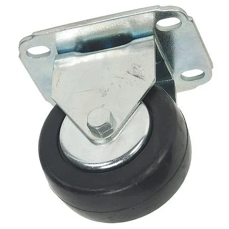 Zoro Select rigid plate caster with 3 inch rubber wheel