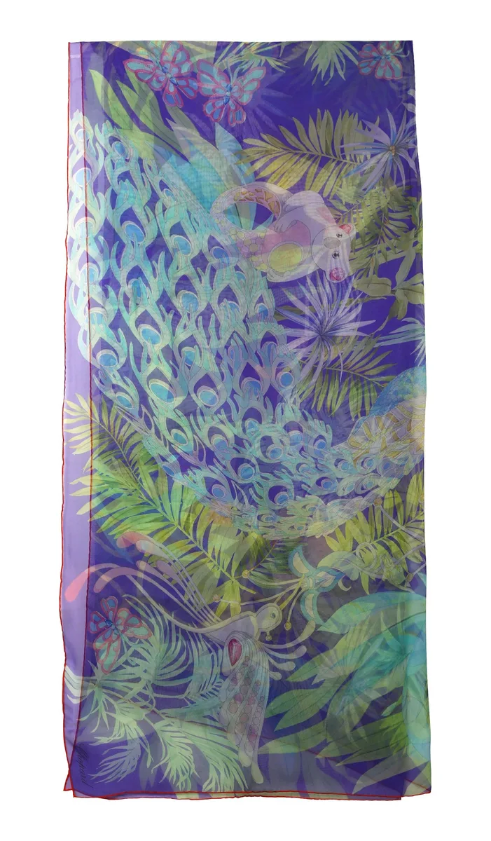 Chopard Chopard 95005-0470 Animal World Purple/Green Organic Silk Chiffon Shawl — product photo