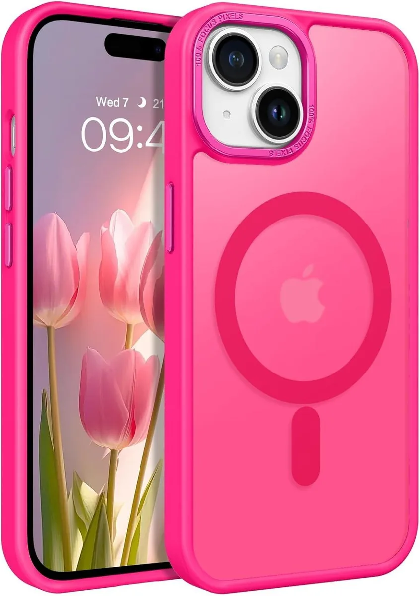 iworkmart iworkmart iPhone 15 Case Magnetic MagSafe Translucent Matte Hot Pink — product photo