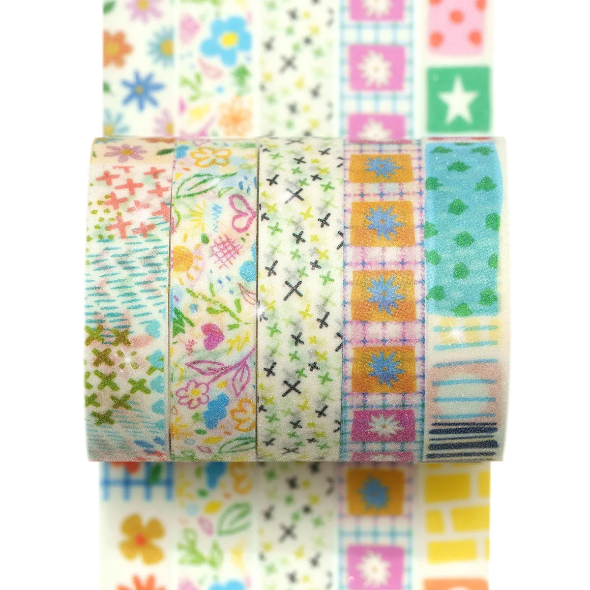 YUBX YUBX Washi Tape 5 Rolls 10 mm x 2 m 7 Floral Garden — product photo