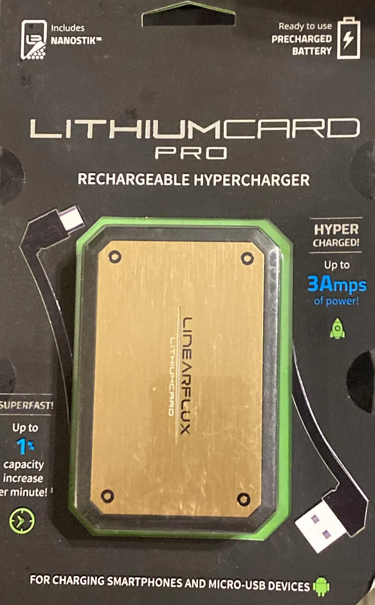 Linearflux Linearflux Lithium Card Pro Gold Micro-USB charger — product photo