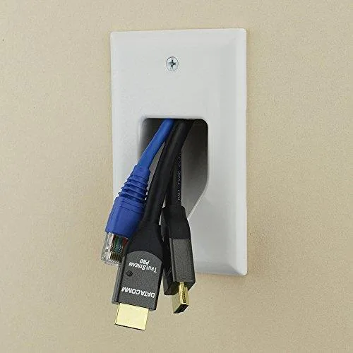 DataComm Electronics, Inc. DataComm Electronics, Inc. 45-0001-WH 1-Gang Recessed Low Voltage Cable Plate White — product photo