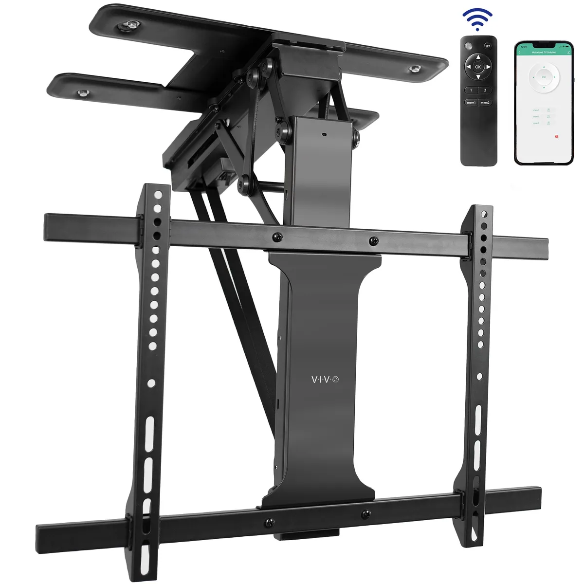 VIVO VIVO Black Electric Swivel Flip Down Ceiling TV Mount 32-70" 77 lbs — product photo
