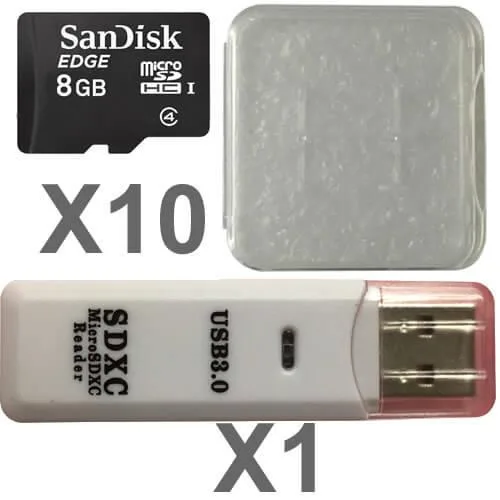 SanDisk SanDisk 8GB microSDHC Class 4 10-pack with reader — product photo