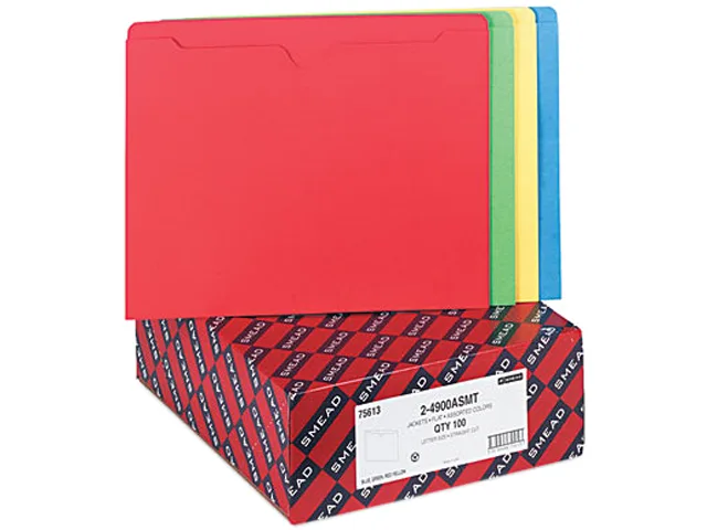 Smead Smead 75613 file folder jackets, letter, assorted colours, 100 per box — produktbilde