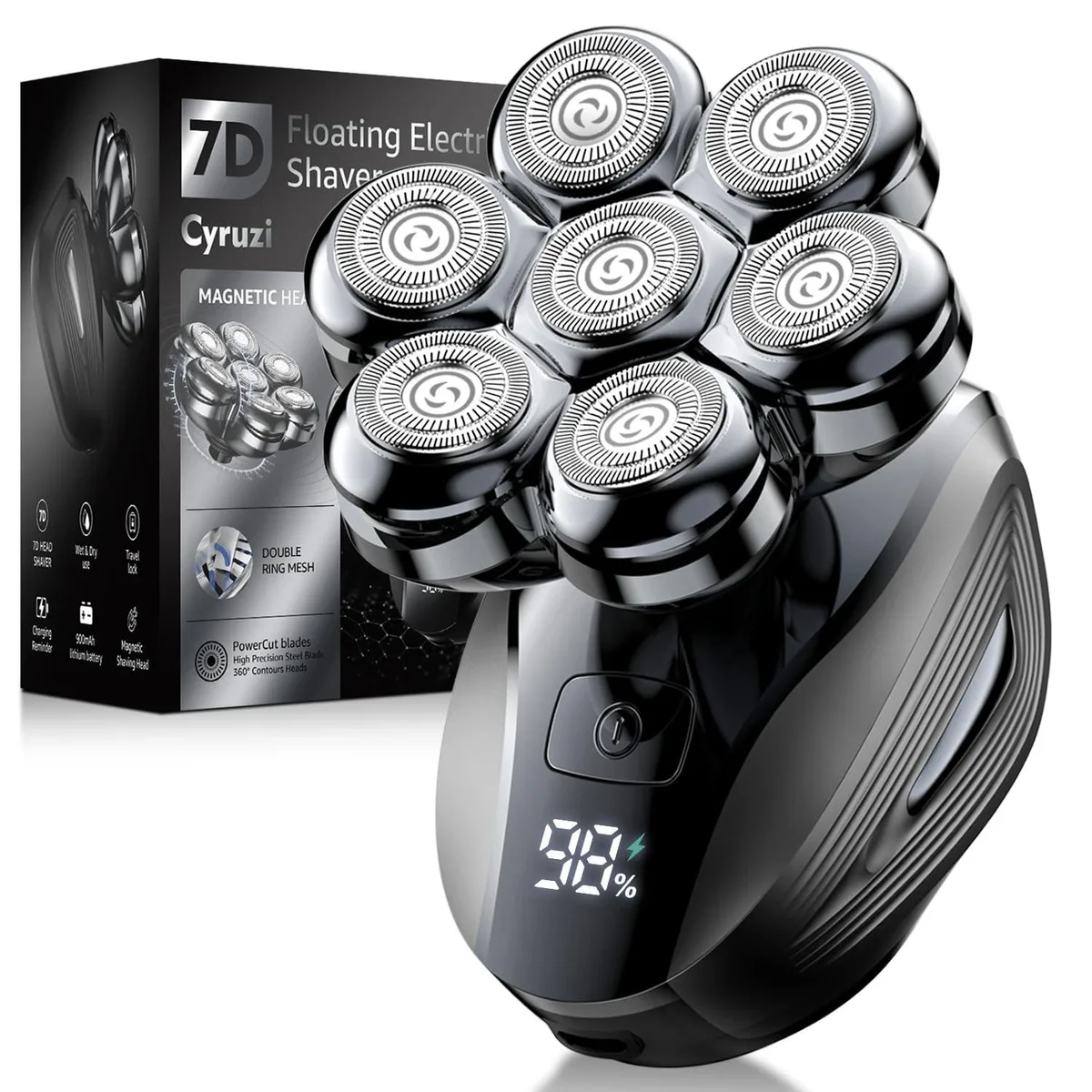 Hunter Green electric shaver with 7D floating head and LED display