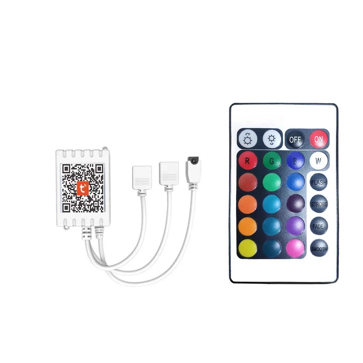 Sonoff DWF0362CNOV smart hub with 24-key remote, 2-port controller, 12V 72W LED strip — product photo