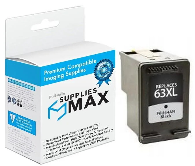SuppliesMax SuppliesMax 63XL Black Inkjet Cartridge 480 Pages — product photo