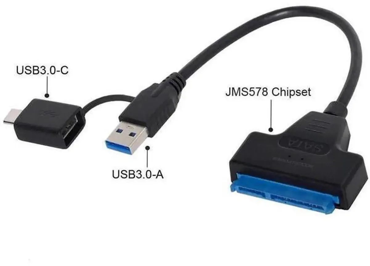 SMUGDESK SMUGDESK 2-in-1 SATA to USB 3.0 &amp; USB-C Adapter Cable — product photo