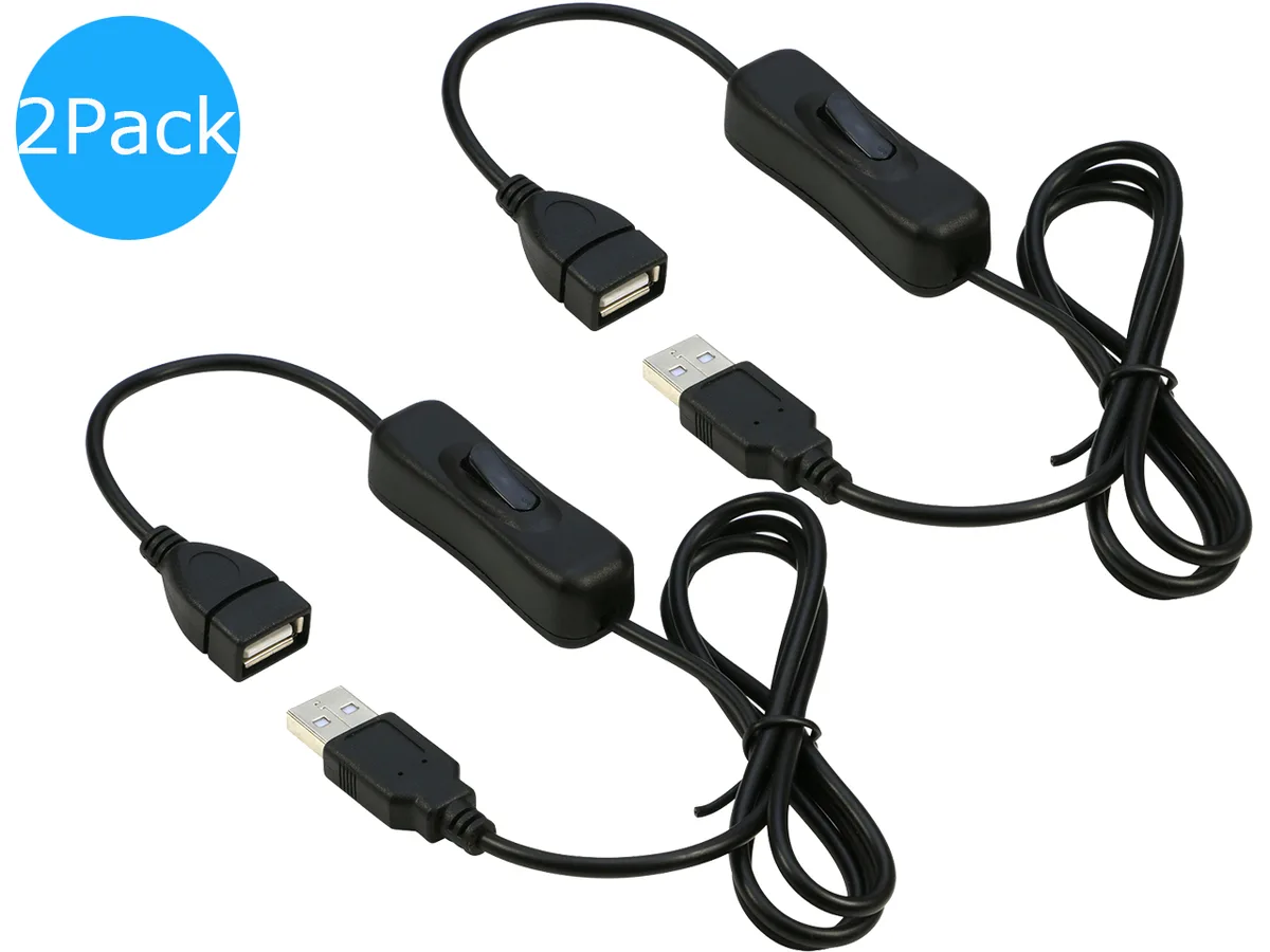 RIITOP RIITOP USB 2.0 Inline Switch Extension Cable 3 ft Male to Female 2-Pack — product photo