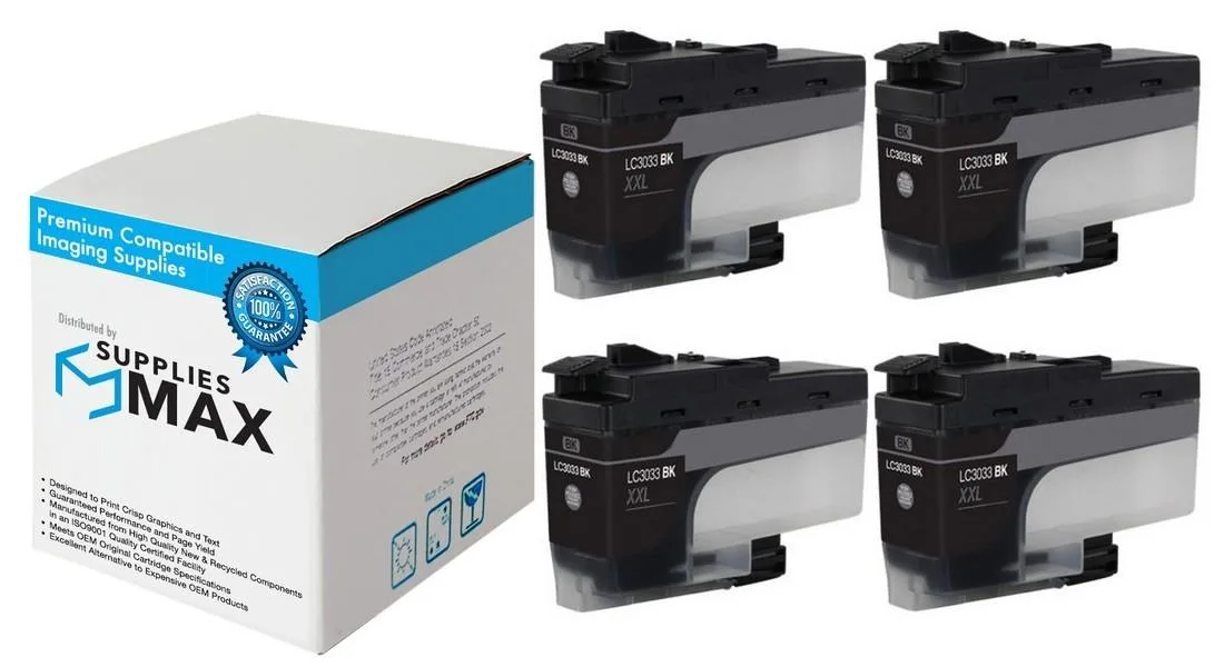 SuppliesMax SuppliesMax LC-3033BK_4PK Black Inkjet Cartridge 4 Pack 3000 Pages — product photo