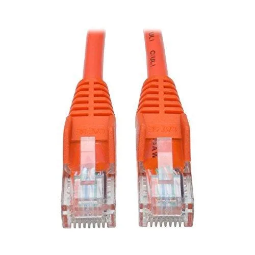 Orange CAT5E Ethernet cable with snagless RJ45 connectors, 25 ft long