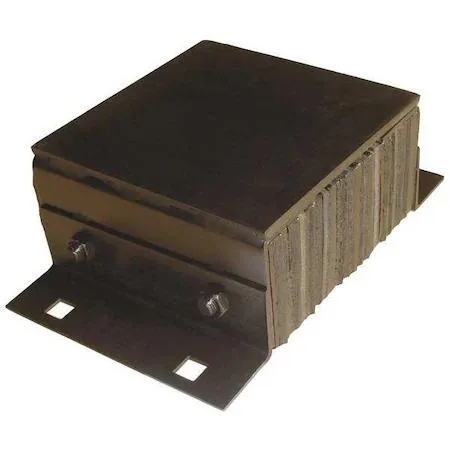 Rectangular dock bumper with steel face and rubber backing, bolt-on mounting