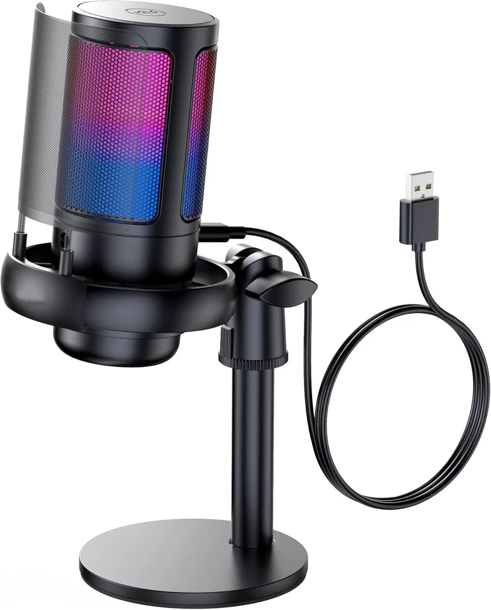 TROPRO TROPRO USB Condenser Microphone 3.5mm Headphone Port RGB Mute Tripod Pop Filter Shock Mount — product photo