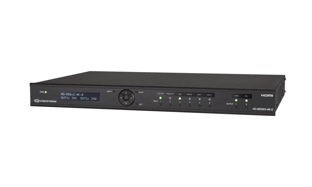 Crestron Electronics, Inc Crestron Electronics, Inc HD-MD6X2-4K-E 4K 6×2 HDMI 1U Matrix Switcher 2 in 1 accessory — product photo