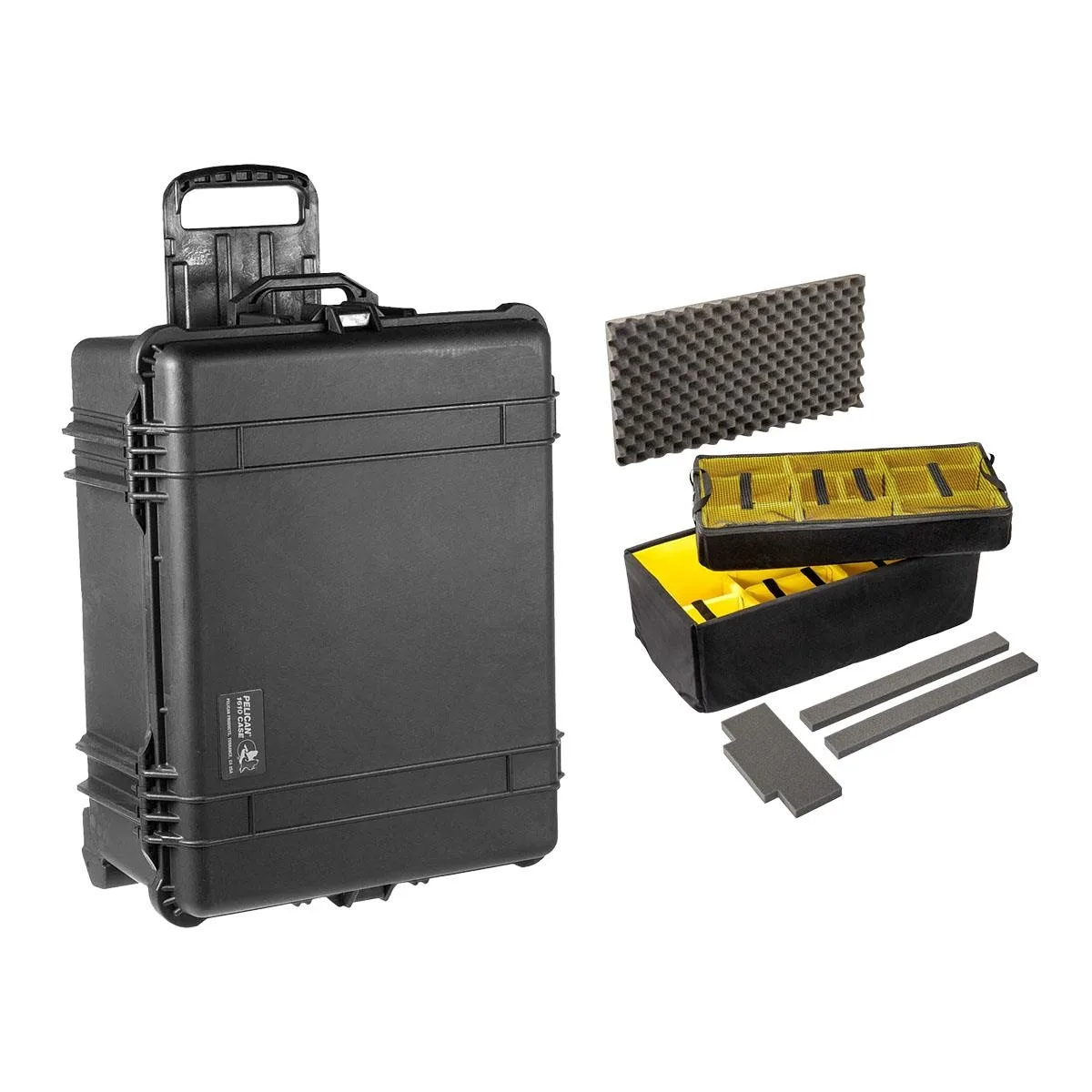 Pelican Products, Inc. Pelican Products 1620 Watertight Wheeled Hard Case with Cubed Foam and 1626AirDS Divider Set, Black — product photo