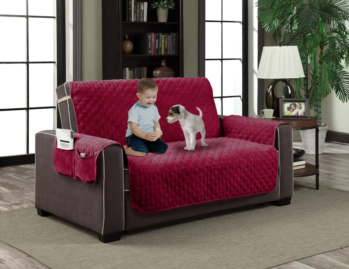 Home Dynamix LLC Home Dynamix LLC All Season Quilted Microfiber Couch Protector Cover Red 110" x 70" Sofa — product photo