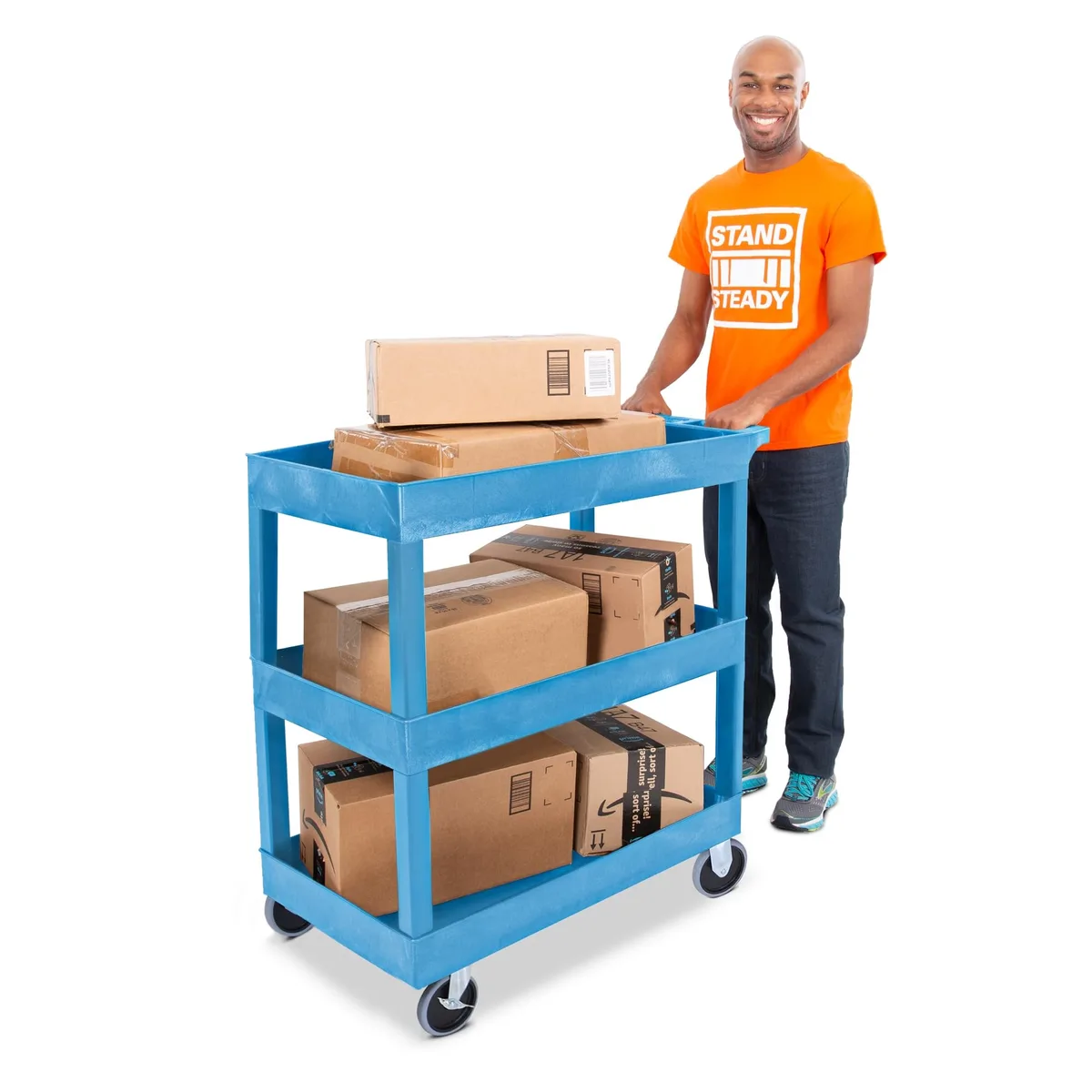 Stand Steady Stand Steady Tubstr 3 Shelf Utility Cart Blue 32 x 24in — product photo