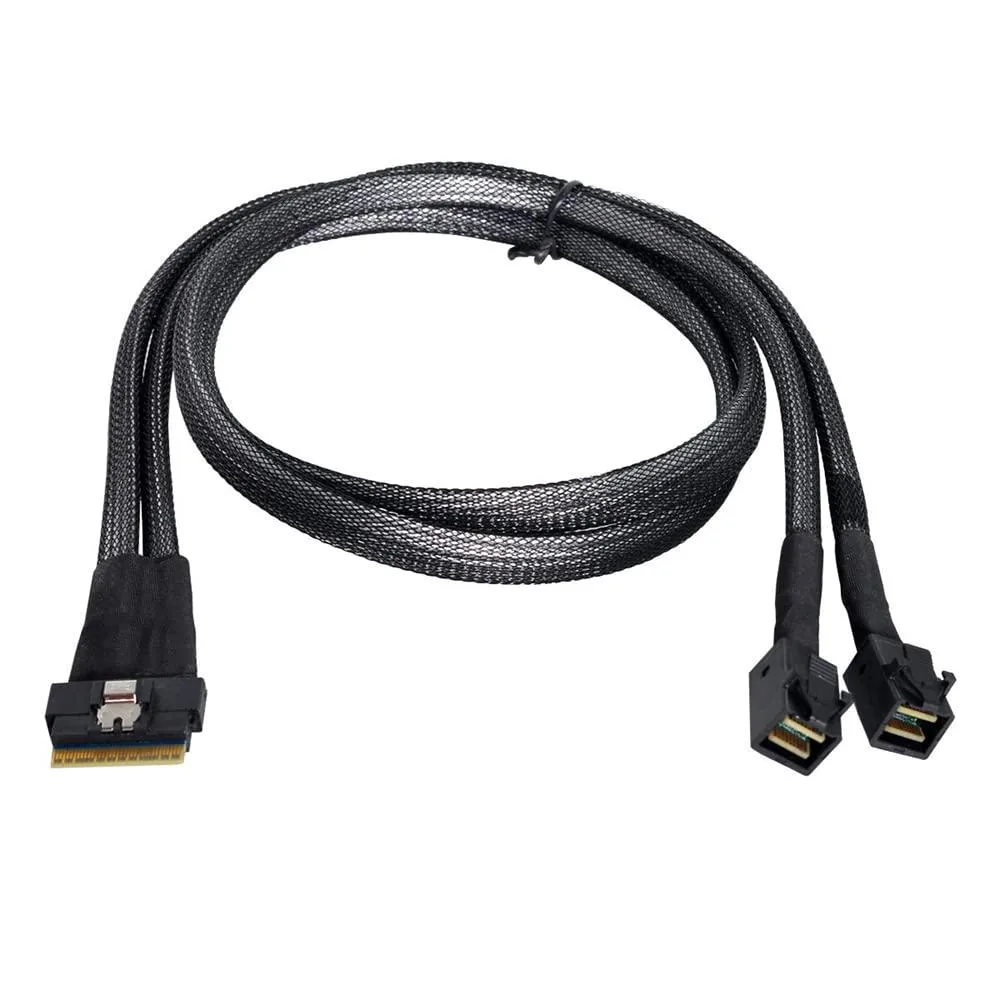 LORDWORLD LORDWORLD Ultraport Slimline SFF-8654 8i 74pin to Dual SFF-8643 4i 50cm SAS 4.0 Cable — product photo