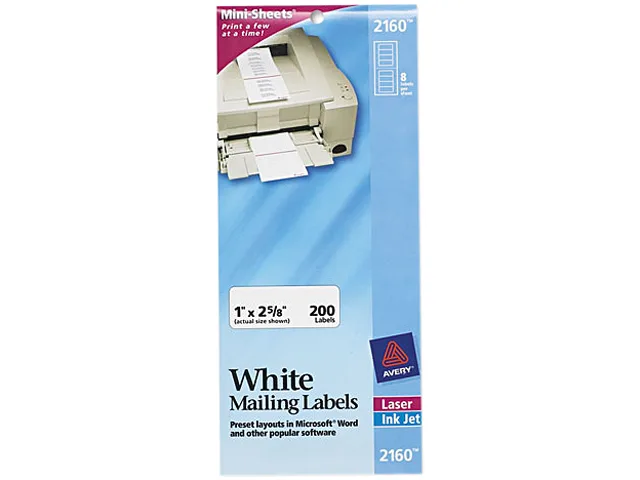 Avery Avery 2160 Laser Inkjet Mailing Labels White 200 Pack — product photo