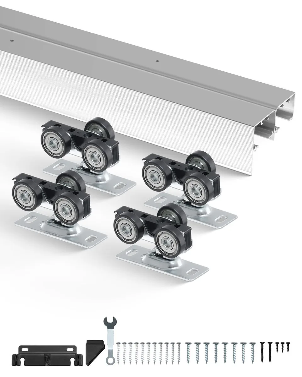 VEVOR VEVOR 6 ft Bypass Sliding Door Hardware Kit, Aluminum Alloy, 150 lbs — product photo