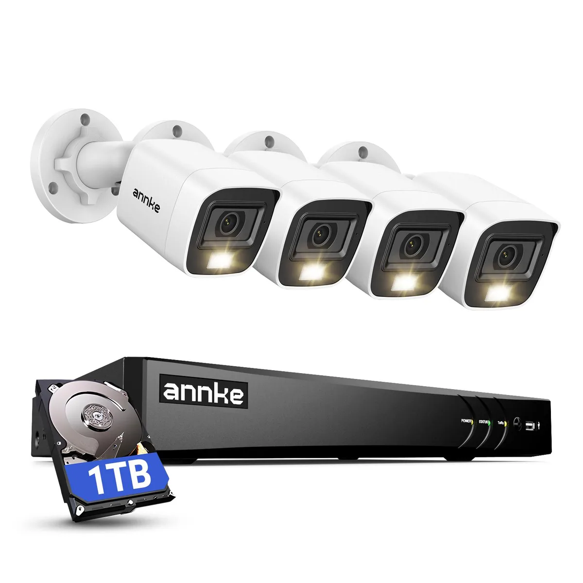 Annke Annke 8CH 4K DVR 4× 1080P Wired White Cams 1TB HDD — product photo