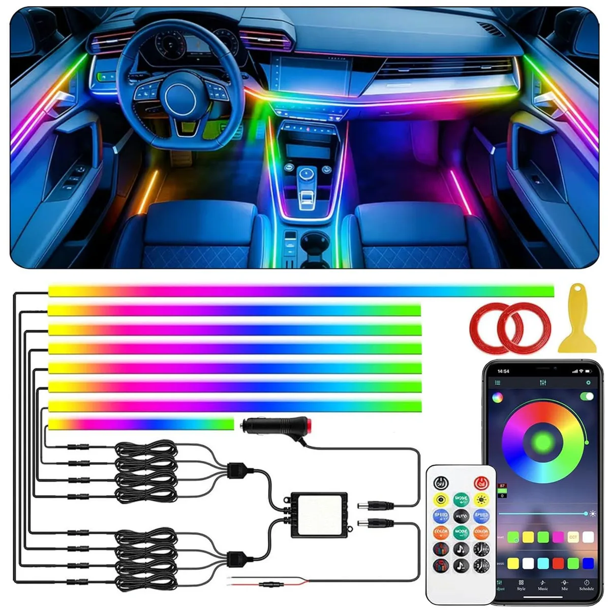  Dreamcolor Acrylic Car LED Strip Kit 235 in 800 LED RGB+IC App Remote Music Sync — product photo