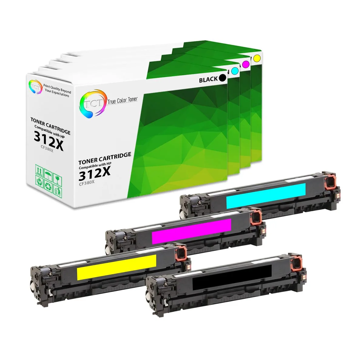 True Color Toner True Color Toner CF380X CF381A CF382A CF383A 4 Pack toner cartridge — product photo