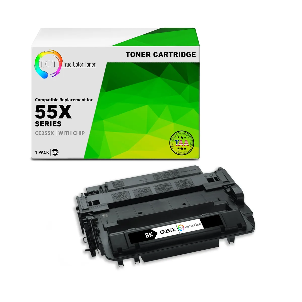 True Color Toner True Color Toner CE255X 55X TAA Compliant Black Toner Cartridge 12500 Pages — product photo