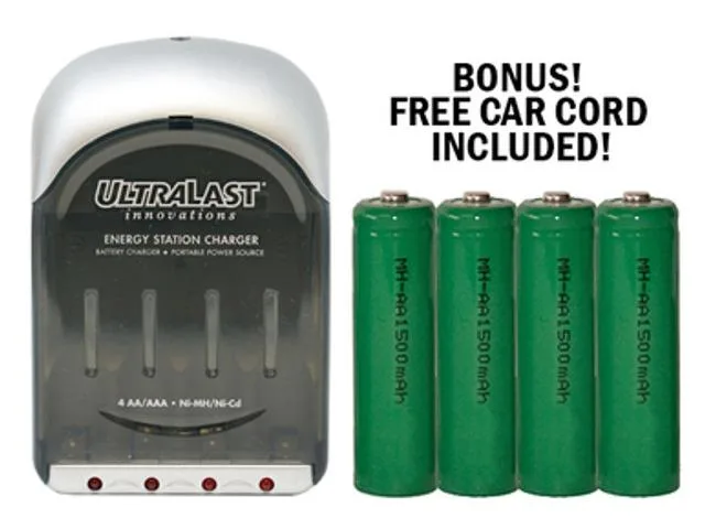 DUSLAN DUSLAN ULINOV3 standard battery charger with 4 AA 1500 mAh NiMH cells — product photo
