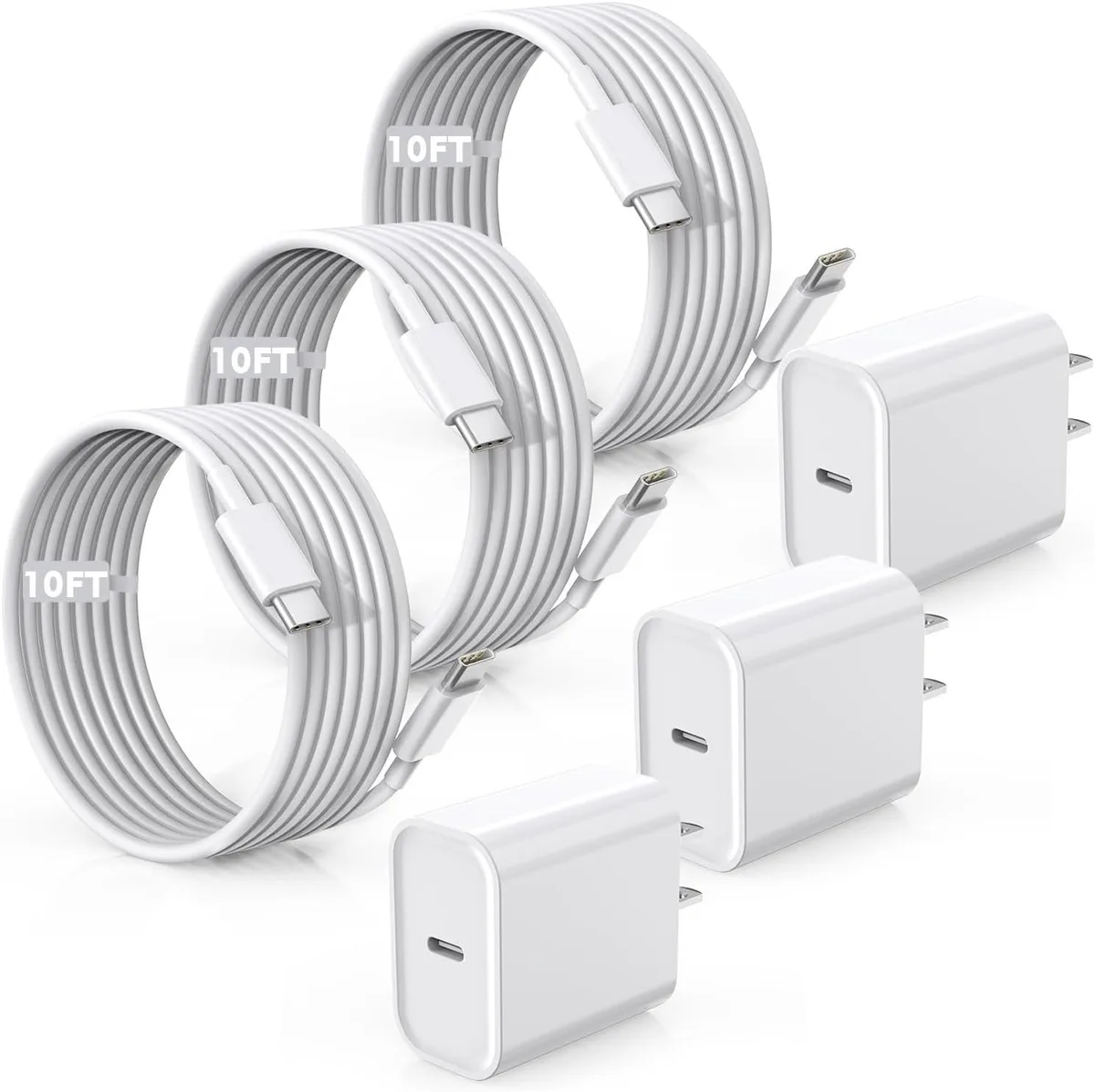 ONITOON ONITOON 20W USB-C Charger with 10ft Cable 3-Pack — product photo