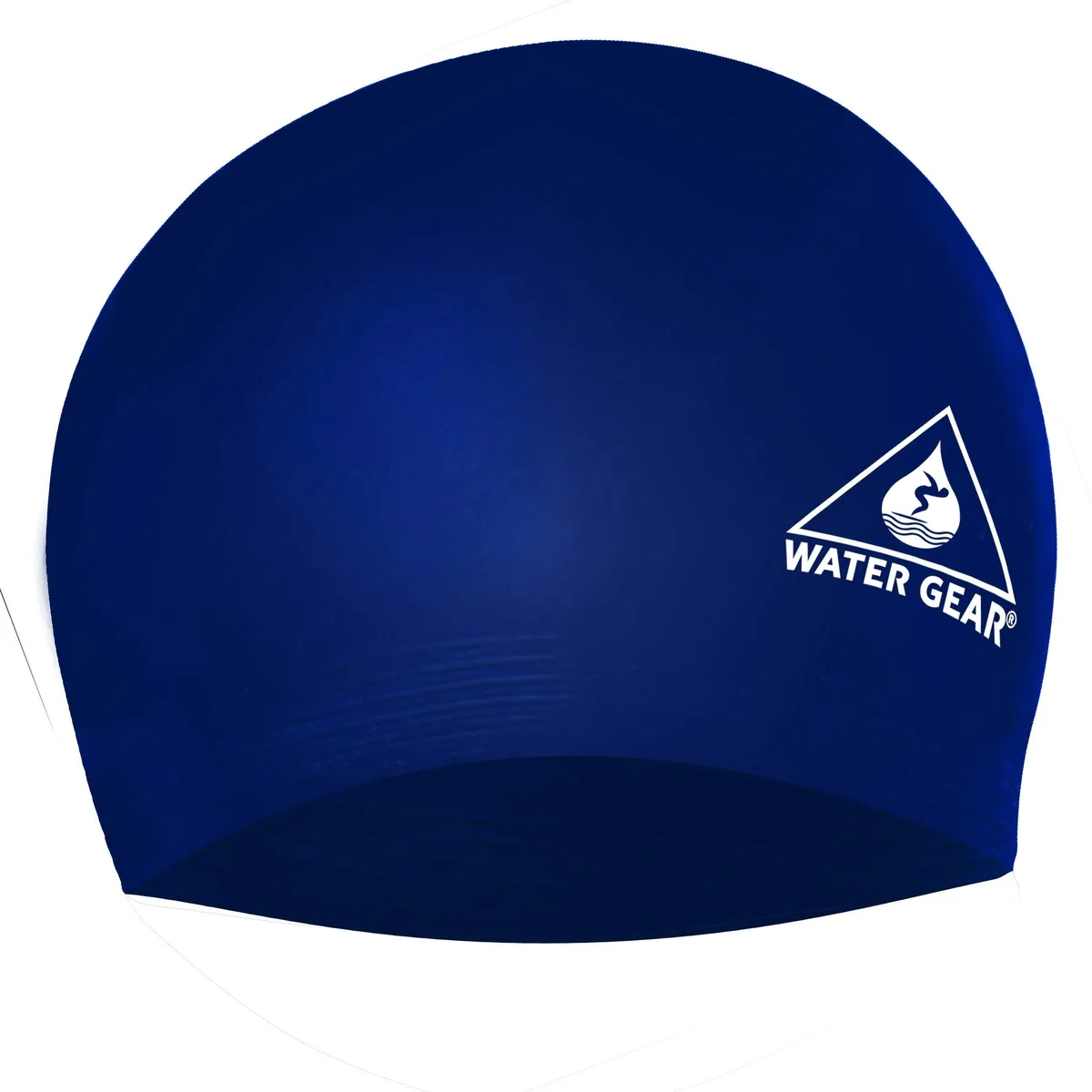 Navy blue latex swim cap, one size, matte finish