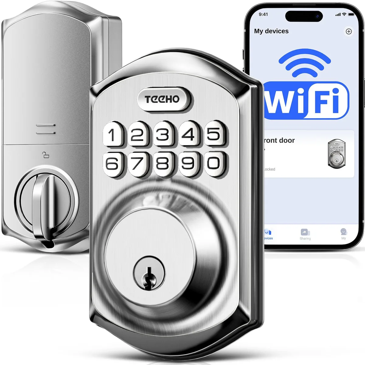 DNBeffulgent DNBeffulgent TE011W Wi-Fi Keyless Entry Door Lock Satin Nickel — product photo