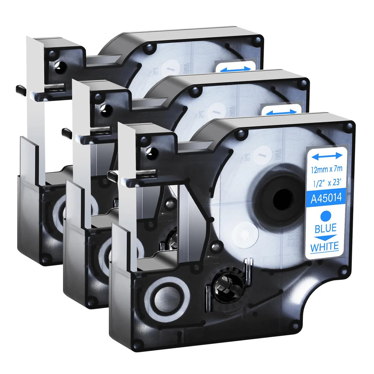 GREENCYCLE GREENCYCLE D1 Label Tape Blue on White 12mm x 23ft 3 Pack — product photo