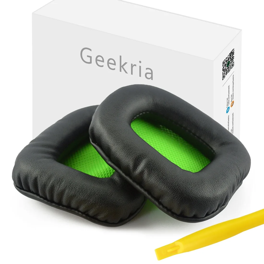 Geekria Geekria QuickFit Protein Leather Ear Pads for Razer Chimaera, Electra (Black/Green) — product photo