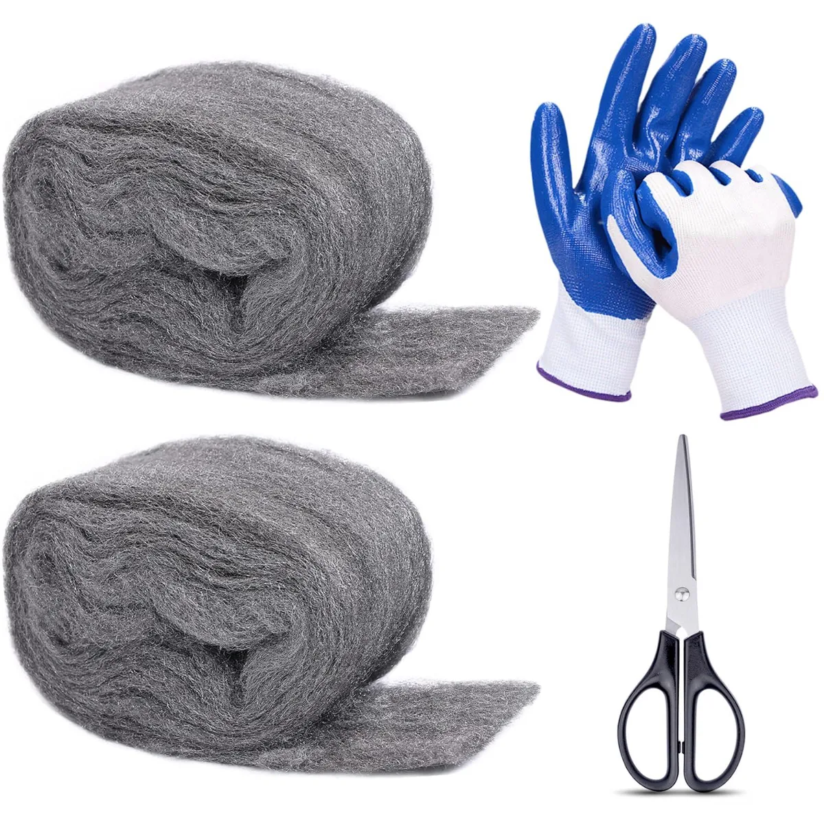  Apalie Steel Wool Mice Control 2 Pack 3.2" x 10.5 ft with Gloves &amp; Scissors — product photo