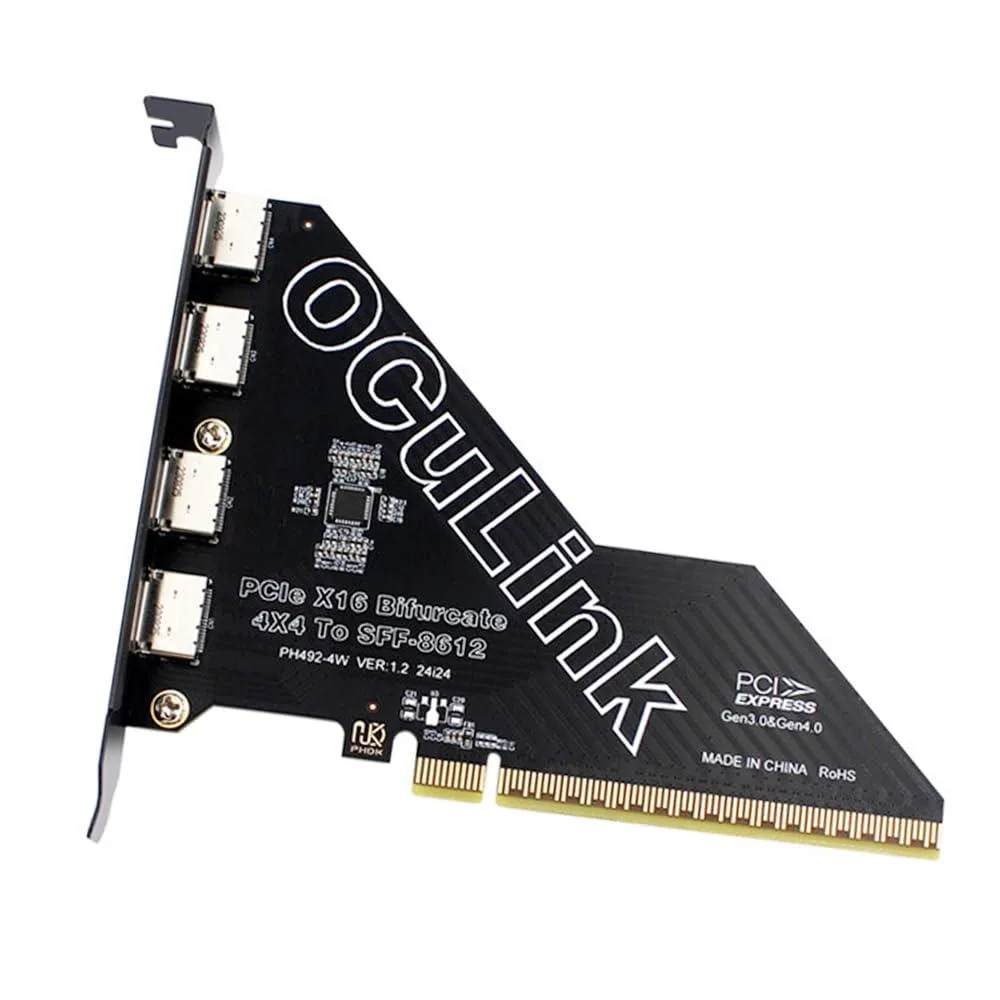 LORDWORLD LORDWORLD PCIe 4.0 x16 to 4x OCuLink SFF-8612 Adapter — product photo