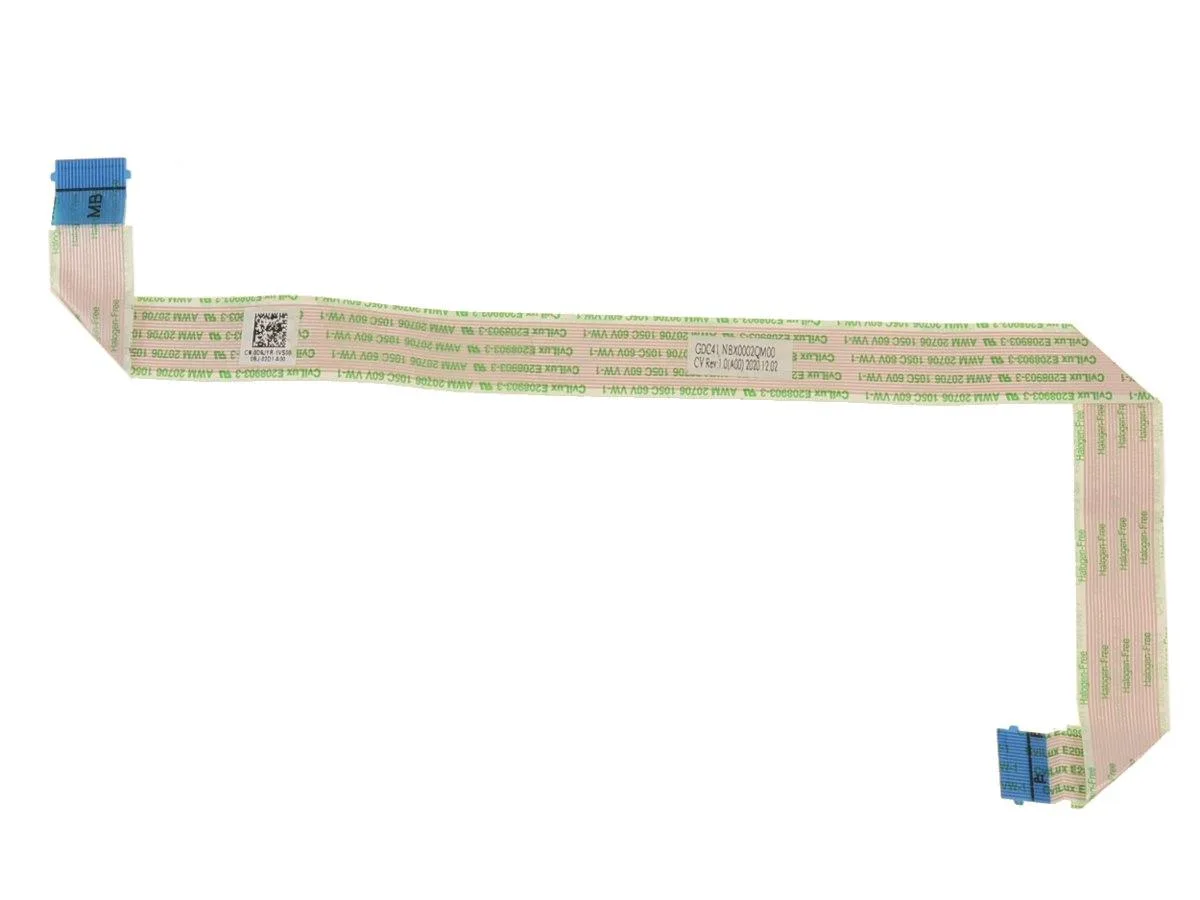 Flat orange ribbon cable with connectors at both ends