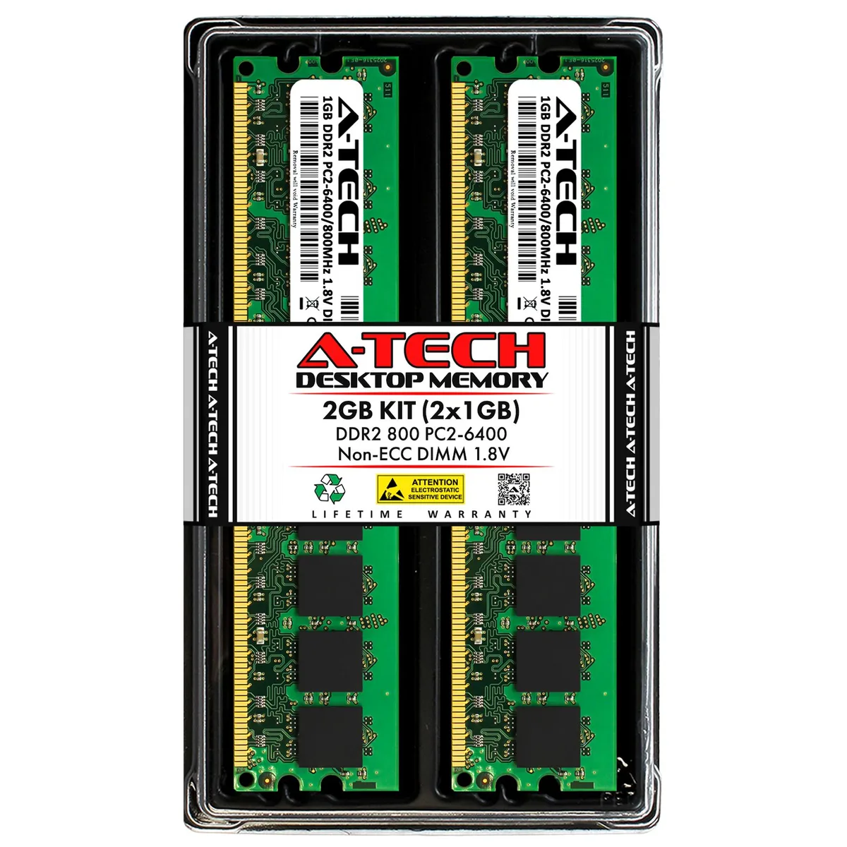 A-Tech A-Tech 2GB (2x1GB) DDR2 800MHz Desktop RAM — product photo
