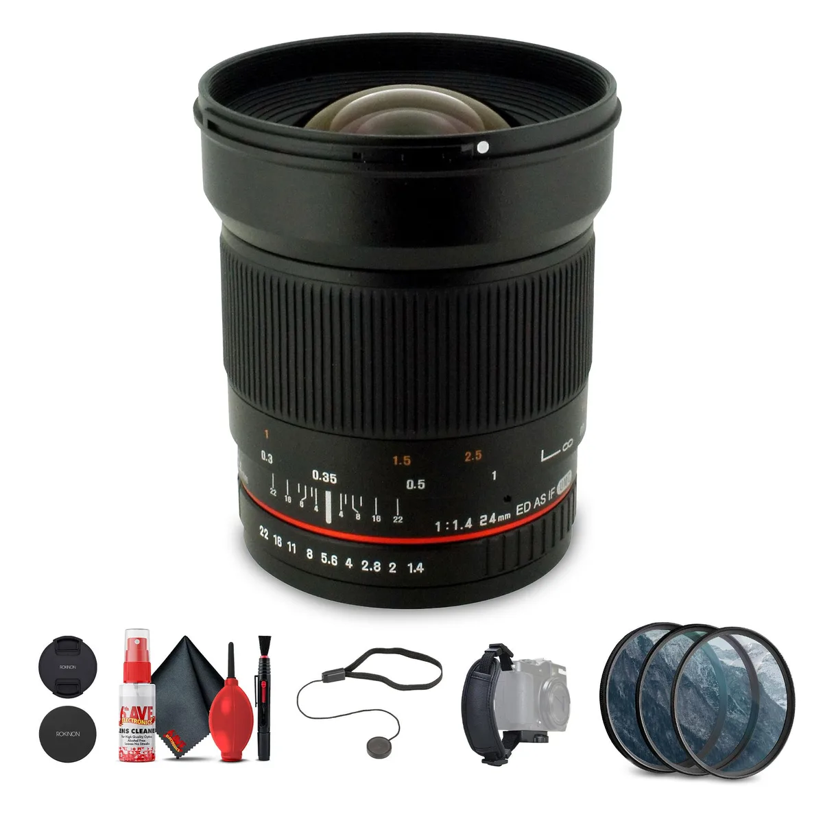Rokinon Rokinon 24mm f/1.4 ED AS UMC Wide-Angle Lens for Sony Bundle camera lens — product photo