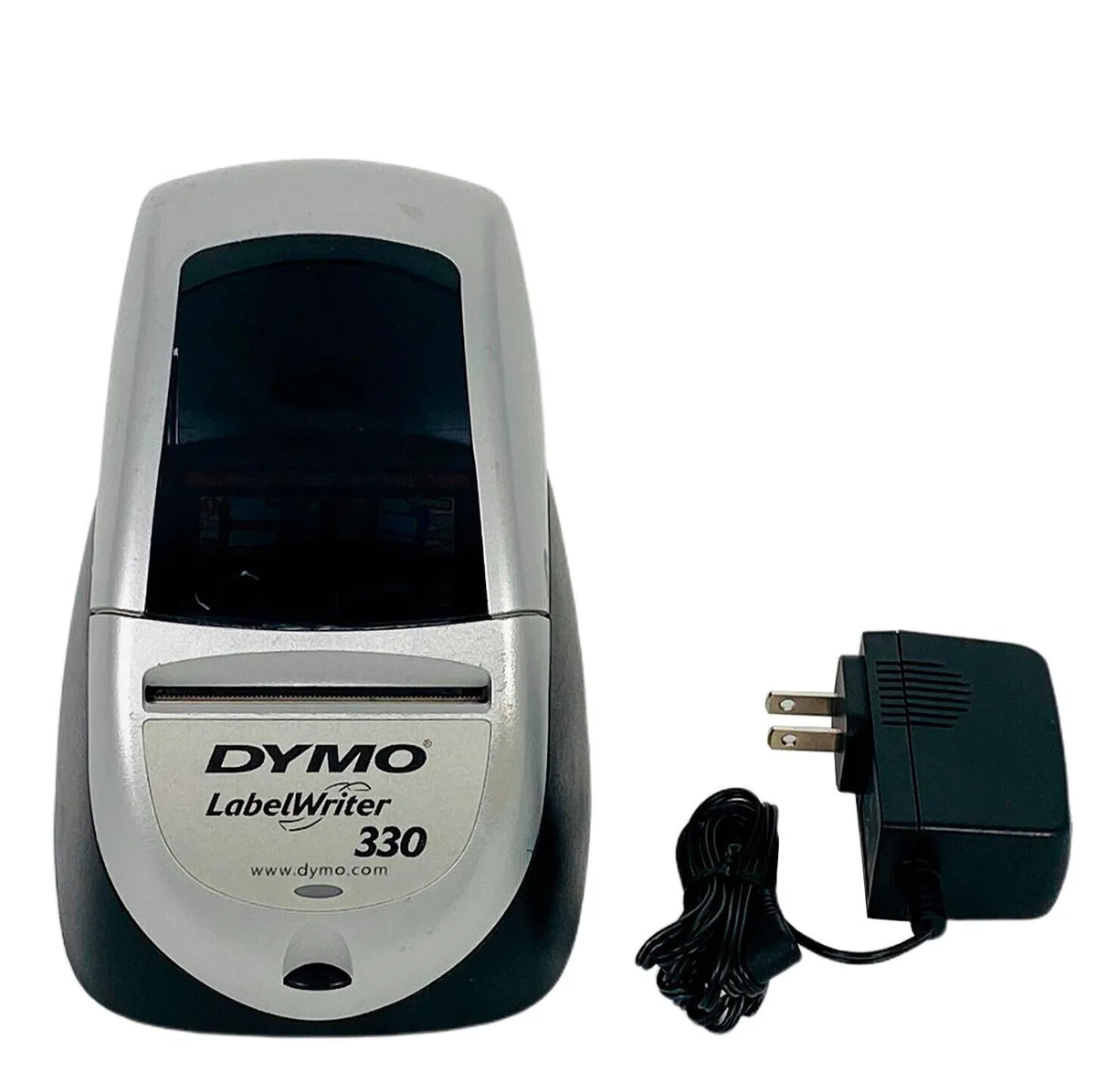 Compact DYMO LabelWriter 330 thermal label printer in light grey plastic with USB and serial ports