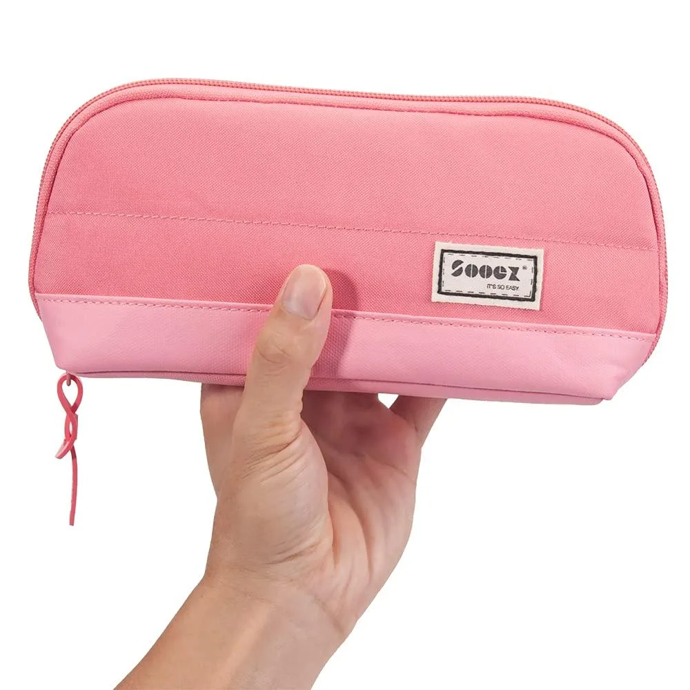 Sooez SZ-09-2X Pencil Case Bag, Pink, 8.25 x 4.4 x 2.5 in — product photo