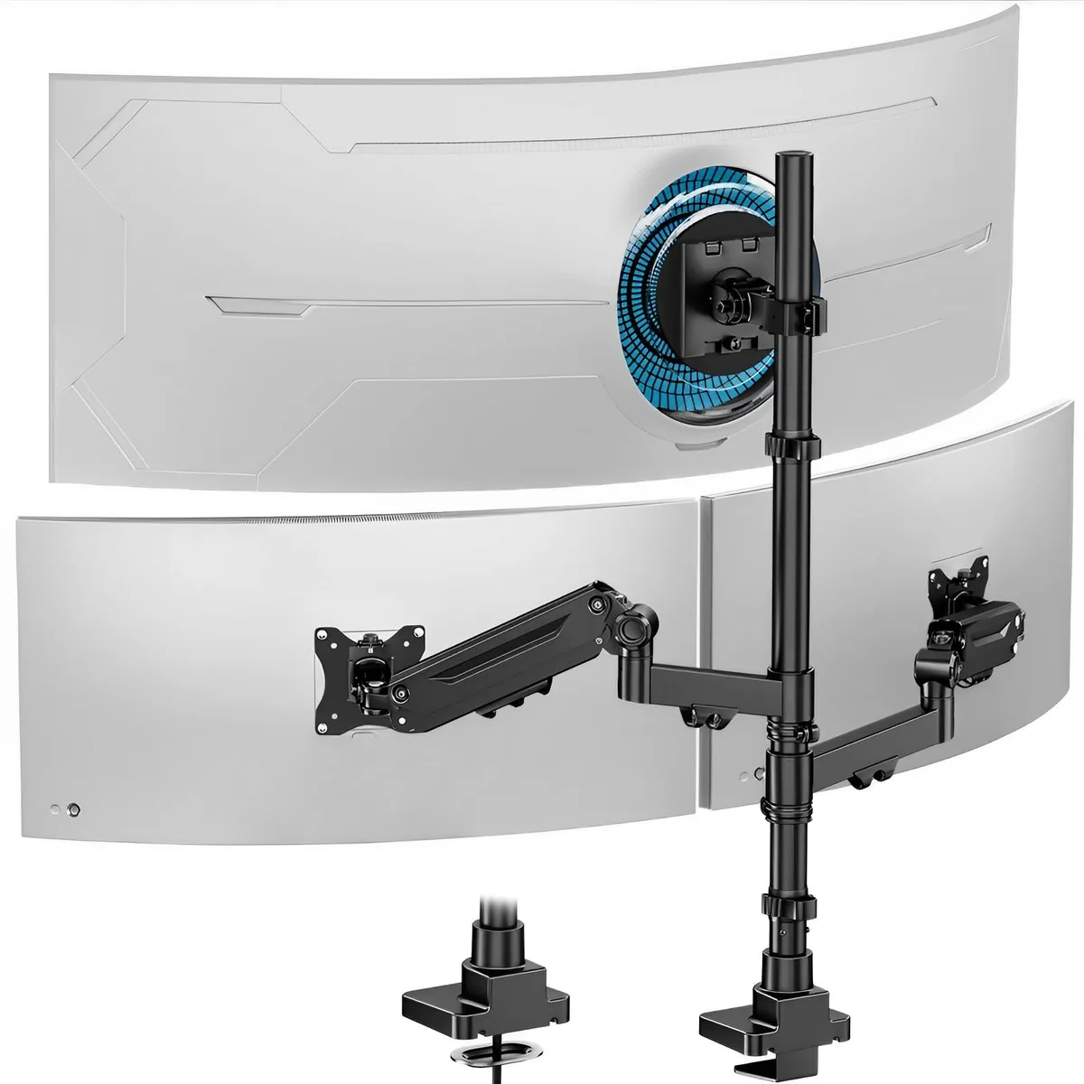 PUTORSEN PUTORSEN Triple Monitor Mount 49 inch Gas Spring C-Clamp Grommet video accessory — product photo