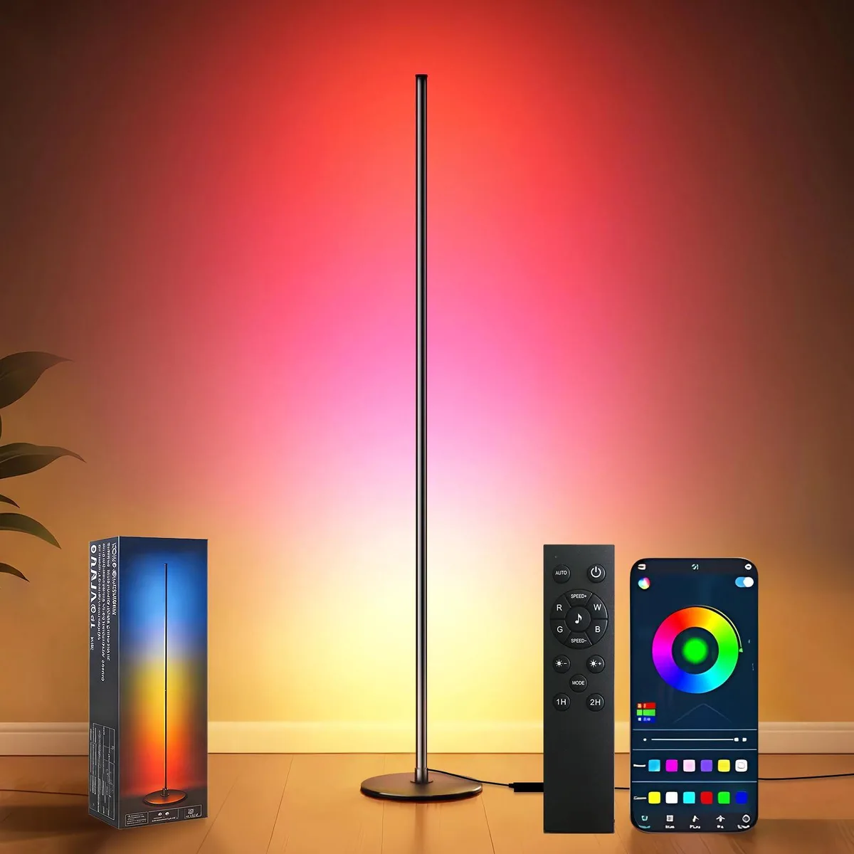  Baldwin HX-001 LED Floor Lamp 57 in 1000 Lumens RGB Black — product photo